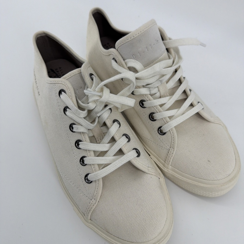 AllSaints Thea Sneakers Womens 11 Chalk White Canvas Low Top New No Box